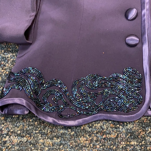 Warren Petites Purple Silk Sequenced 2 Piece Set - Picture 2 of 7